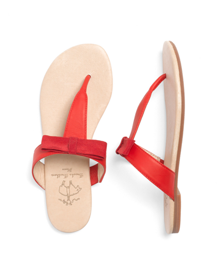Girls Leather Bow Flip-Flops