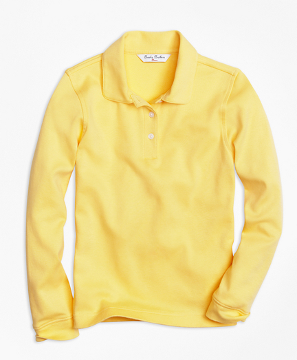 Girls' Yellow Long-Sleeve Polo Shirt 