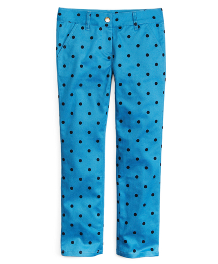 Girls Flocked Dot Stretch Twill Pants