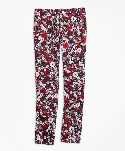 Girls Cotton Sateen Floral Skinny Pants