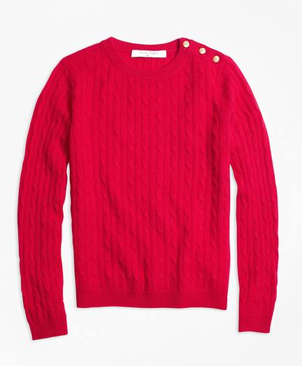 Girls Cashmere Cable Crewneck Sweater