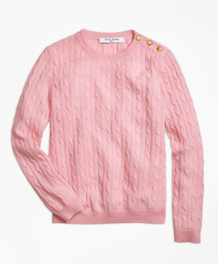 Girls Cashmere Cable Crewneck Sweater