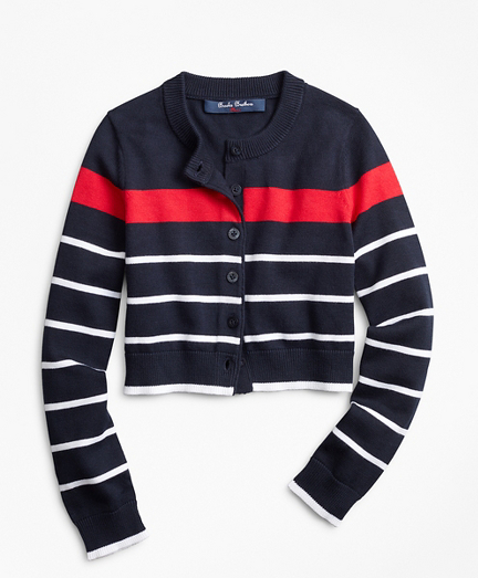 Girls Cotton Stripe Cardigan