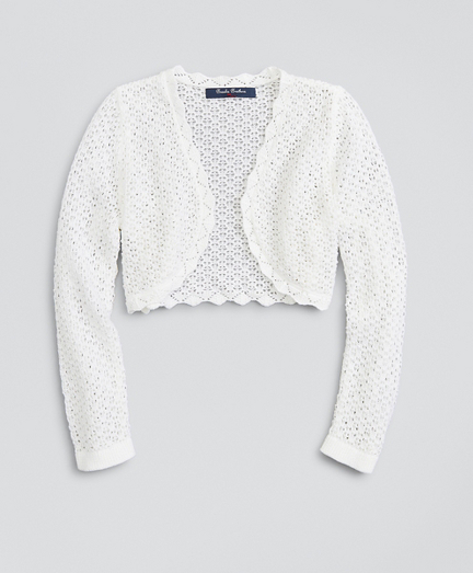 Girls Cotton Scalloped Crochet Cardigan