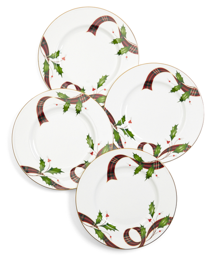 Signature Tartan Four-Piece China Dessert Plate Setting