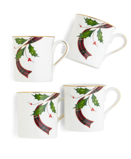 Signature Tartan Four-Piece China Mug Set