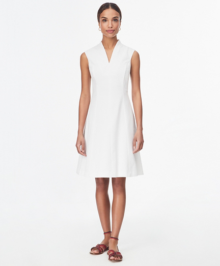 Stretch Cotton Dobby Shawl Collar Shirt Dress Brooks Brothers