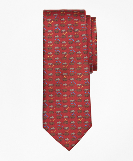 Bull and Bear Print Tie
