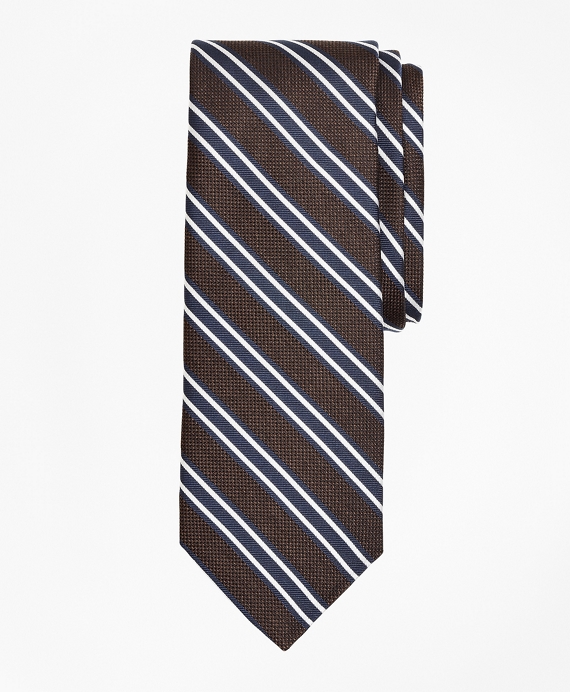 Double Stripe Tie Brown