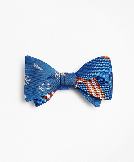 Nautical with Stripe Reversible Bow Tie