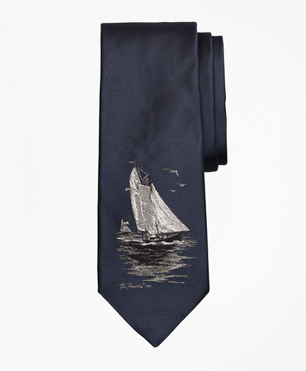 Limited Edition Archival Collection Sail Boat Motif Silk Tie