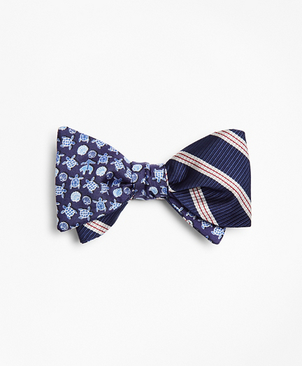 Stripe with Sea Turtles Reversible Bow Tie