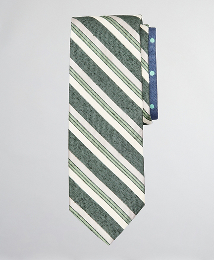 Silk and Linen Textured Variegated Stripe and Dot Tie