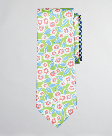 Floral with Dots Print Tie