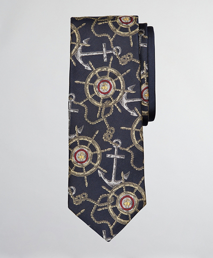 Limited Edition Archival Collection Nautical Motif Silk Tie
