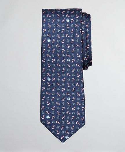 Anchor Wheel Print Tie