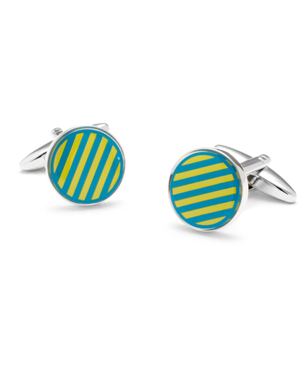 Sterling Small Stripe Enamel Cuff Links