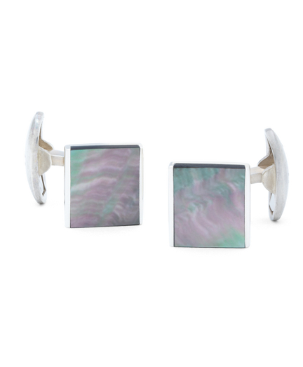 Sterling Silver Mother-of-Pearl Rectangular Cuff Links