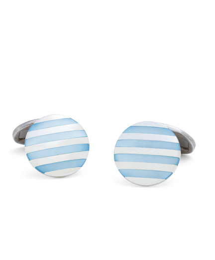 Blue Stripe Mother-of-Pearl Cuff Links