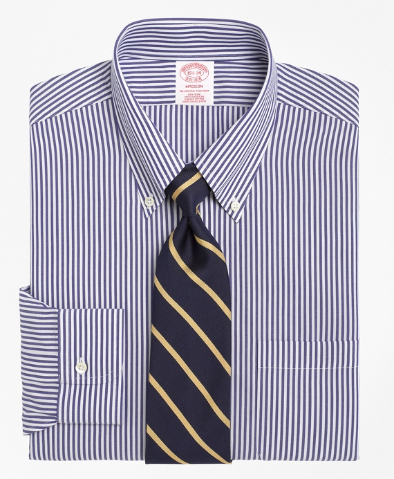 Crafted Collar Mens Classic Fit Button-Down Collar Casual Shirt 18 Neck 34 Sleeve Blue Stripe