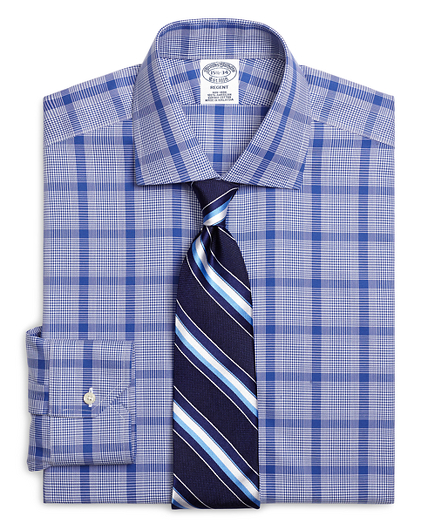 Non-Iron Regent Fit Large Glen Plaid Dress Shirt