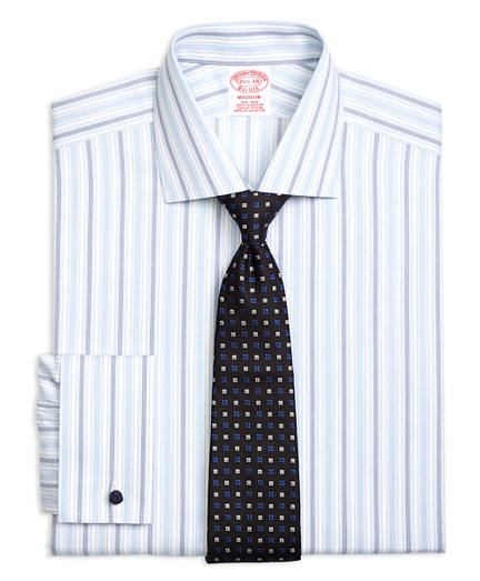 Non-Iron Madison Fit Hairline Framed Triple Stripe French Cuff Dress Shirt