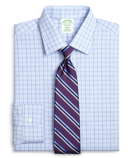 Milano Slim-Fit Dress Shirt, Non-Iron Glen Plaid Overcheck