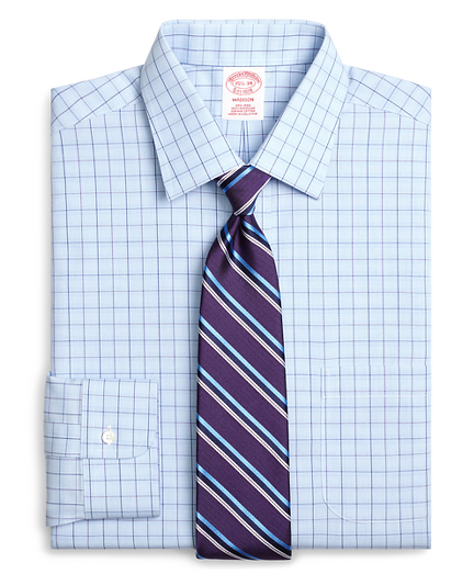 Madison Classic-Fit Dress Shirt, Non-Iron Glen Plaid Overcheck