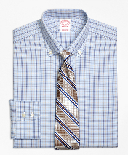 Madison Classic-Fit Dress Shirt, Non-Iron Alternating Framed Tattersall