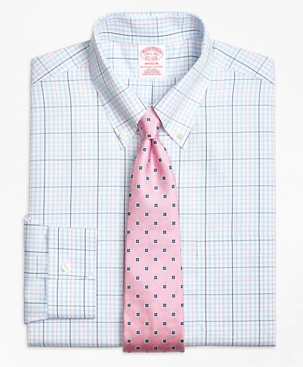 Madison Classic-Fit Dress Shirt, Non-Iron Alternating Overcheck