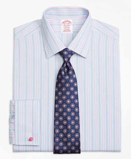 Madison Classic-Fit Dress Shirt, Non-Iron French Cuff Hairline Track Stripe