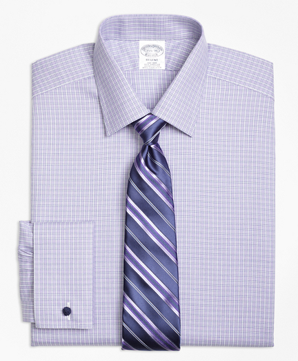Regent Fitted Dress Shirt, Non-Iron French Cuff Double Windowpane