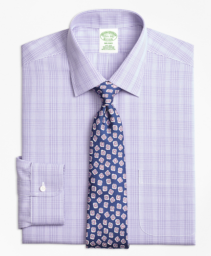 Milano Slim-Fit Dress Shirt, Non-Iron Tonal Plaid