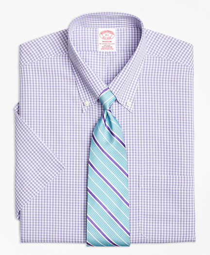 Madison Classic-Fit Dress Shirt, Non-Iron Tonal Sidewheeler Check Short-Sleeve