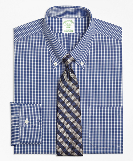 Stretch Milano Slim-Fit Dress Shirt, Non-Iron Ground Check