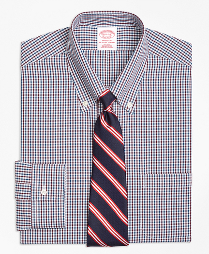 Madison Classic-Fit Dress Shirt, Non-Iron Two-Color Gingham