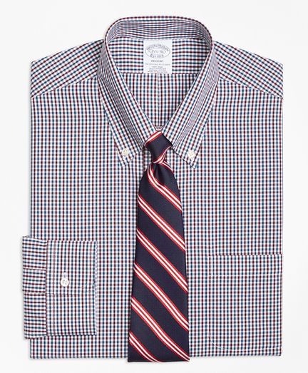 Regent Fitted Dress Shirt, Non-Iron Two-Color Gingham