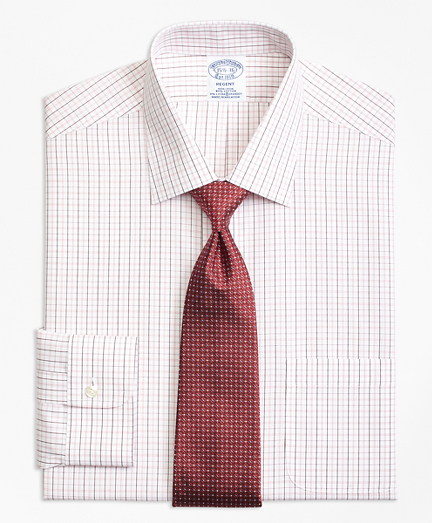 Regent Fitted Dress Shirt, Non-Iron Double Split Windowpane