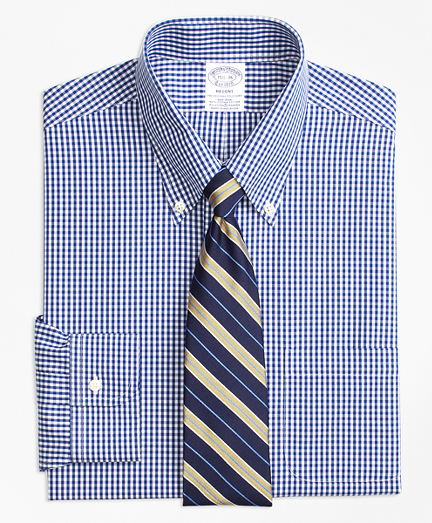 Stretch Regent Fitted Dress Shirt, Non-Iron Gingham