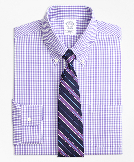 Stretch Regent Fitted Dress Shirt, Non-Iron Gingham