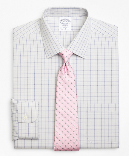 Stretch Regent Fitted Dress Shirt, Non-Iron Houndstooth Overcheck