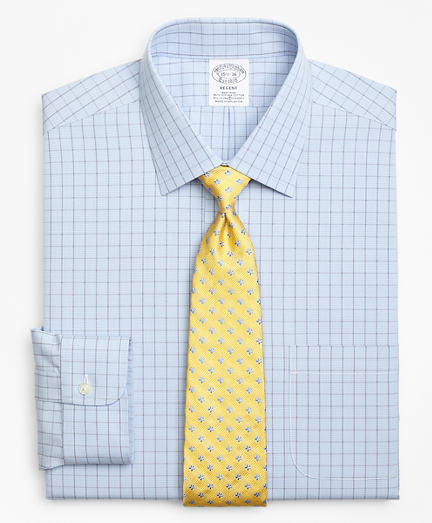 Stretch Regent Fitted Dress Shirt, Non-Iron Houndstooth Overcheck