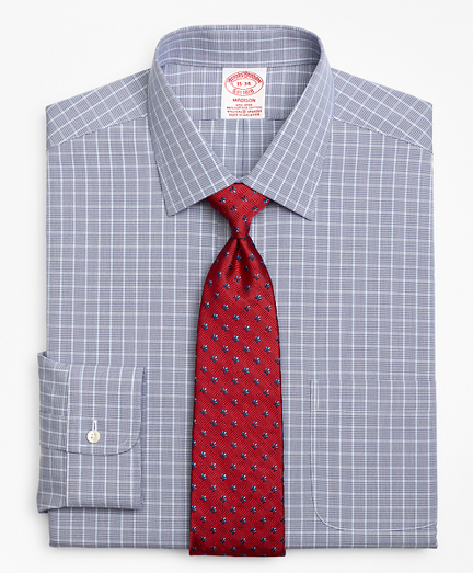 Stretch Madison Classic-Fit Dress Shirt, Non-Iron Houndstooth Overcheck