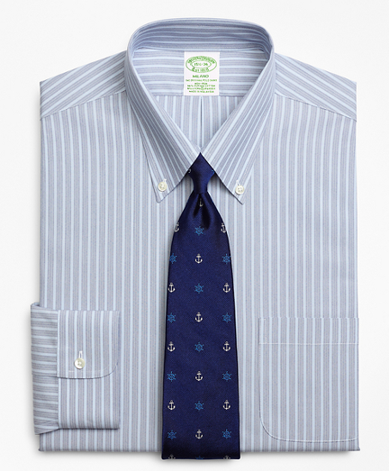 Stretch Milano Slim-Fit Dress Shirt, Non-Iron Mini BB#1 Alternating Stripe