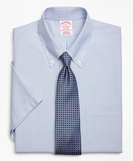 Madison Classic-Fit Dress Shirt, Non-Iron Tonal Framed Stripe Short-Sleeve