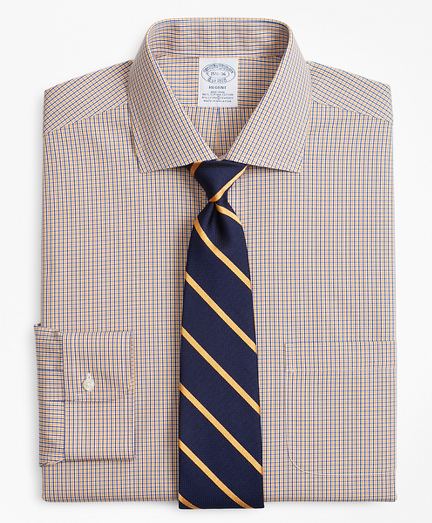 Stretch Regent Fitted Dress Shirt, Non-Iron Two-Tone Gingham