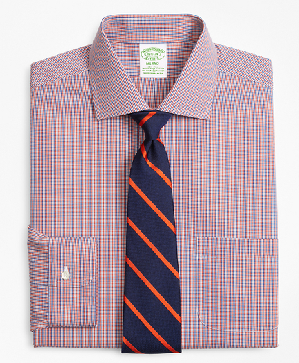 Stretch Milano Slim-Fit Dress Shirt, Non-Iron Two-Tone Gingham