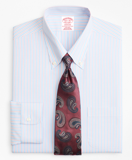 Madison Classic-Fit Dress Shirt, Non-Iron Alternating Split Stripe