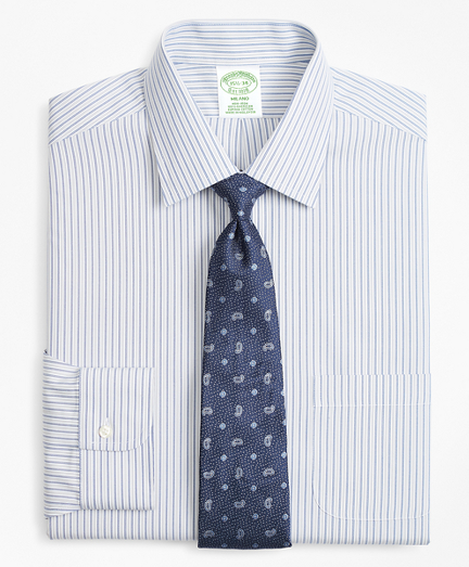 Milano Slim-Fit Dress Shirt, Non-Iron Alternating Double-Stripe