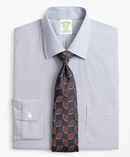 Stretch Milano Slim-Fit Dress Shirt, Non-Iron Narrow Ground Stripe